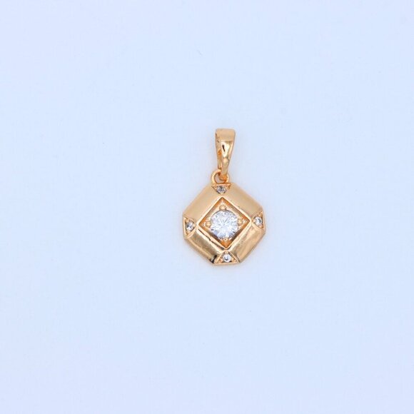 "Rose Gold Geometric Pendant with Central Sparkling Stone Detail, XPPT1387 - Picture 8 of 13